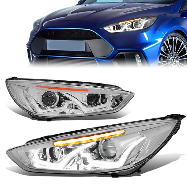 LED DRL Halo Projector Headlights<br>15-17 Ford Focus