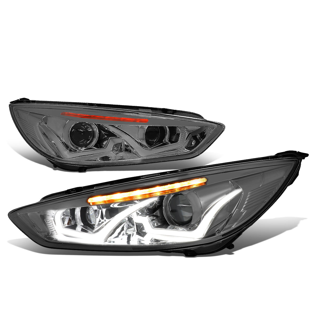 LED DRL Halo Projector Headlights<br>15-17 Ford Focus