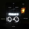 LED DRL Halo Projector Headlights<br>11-15 Ford F-250 F-350 F-450 F-550 Super Duty