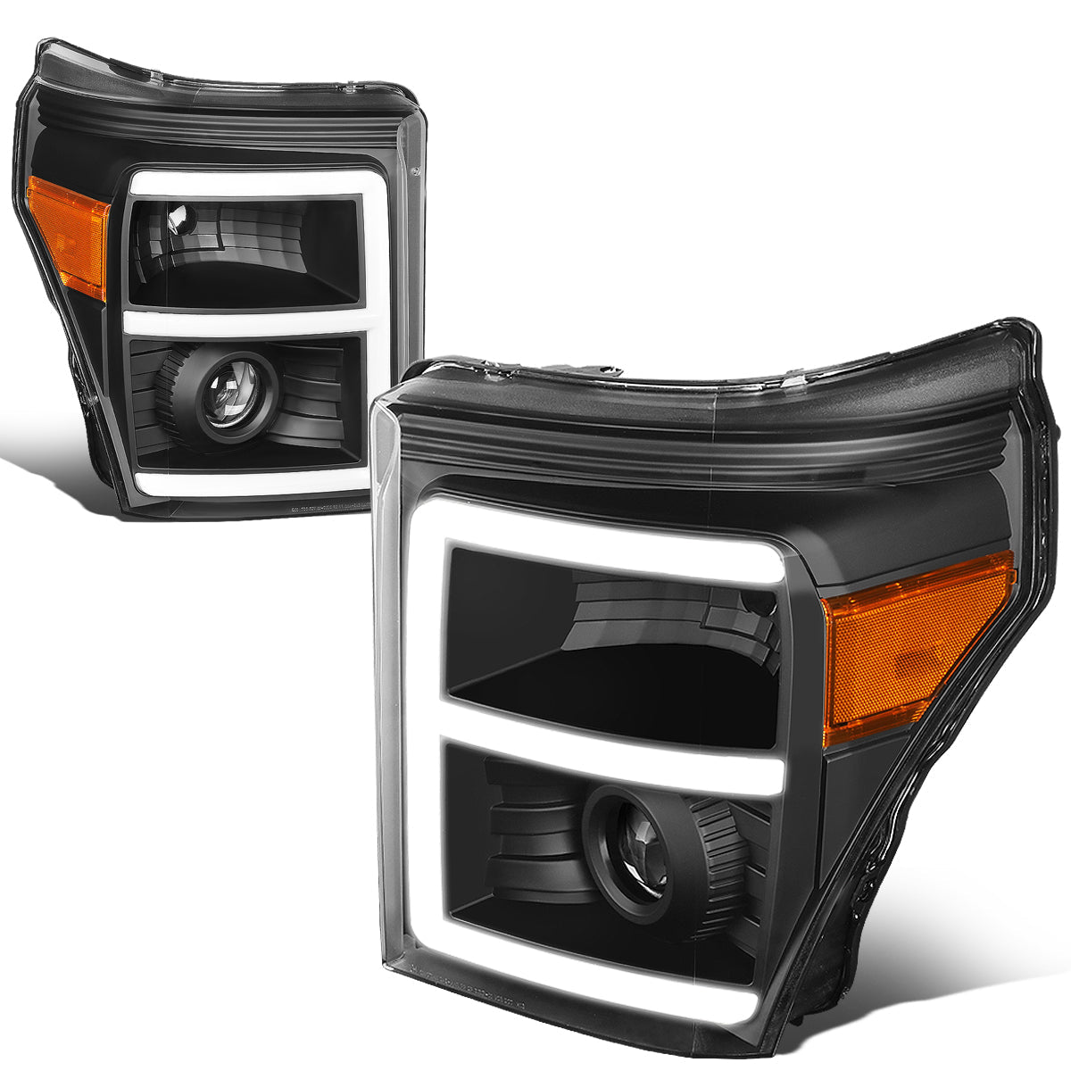 LED DRL Projector Headlights<br>11-16 Ford F-250 F-350 F-450 F-550 Super Duty