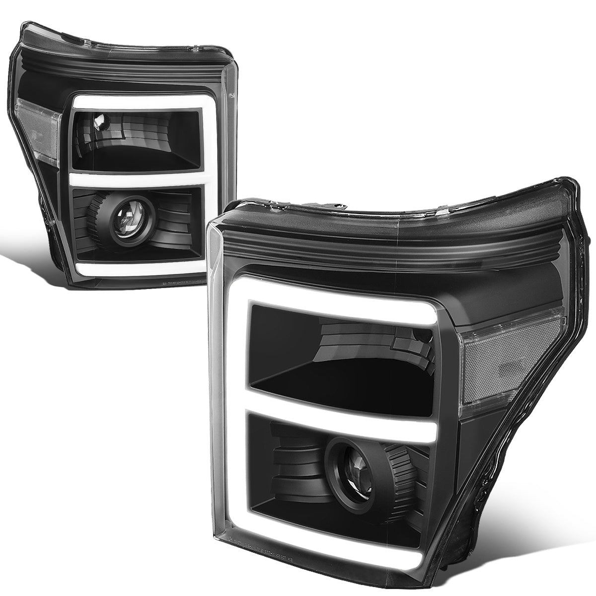 LED DRL Projector Headlights<br>11-16 Ford F-250 F-350 F-450 F-550 Super Duty