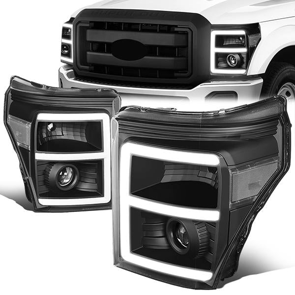 LED DRL Projector Headlights<br>11-16 Ford F-250 F-350 F-450 F-550 Super Duty