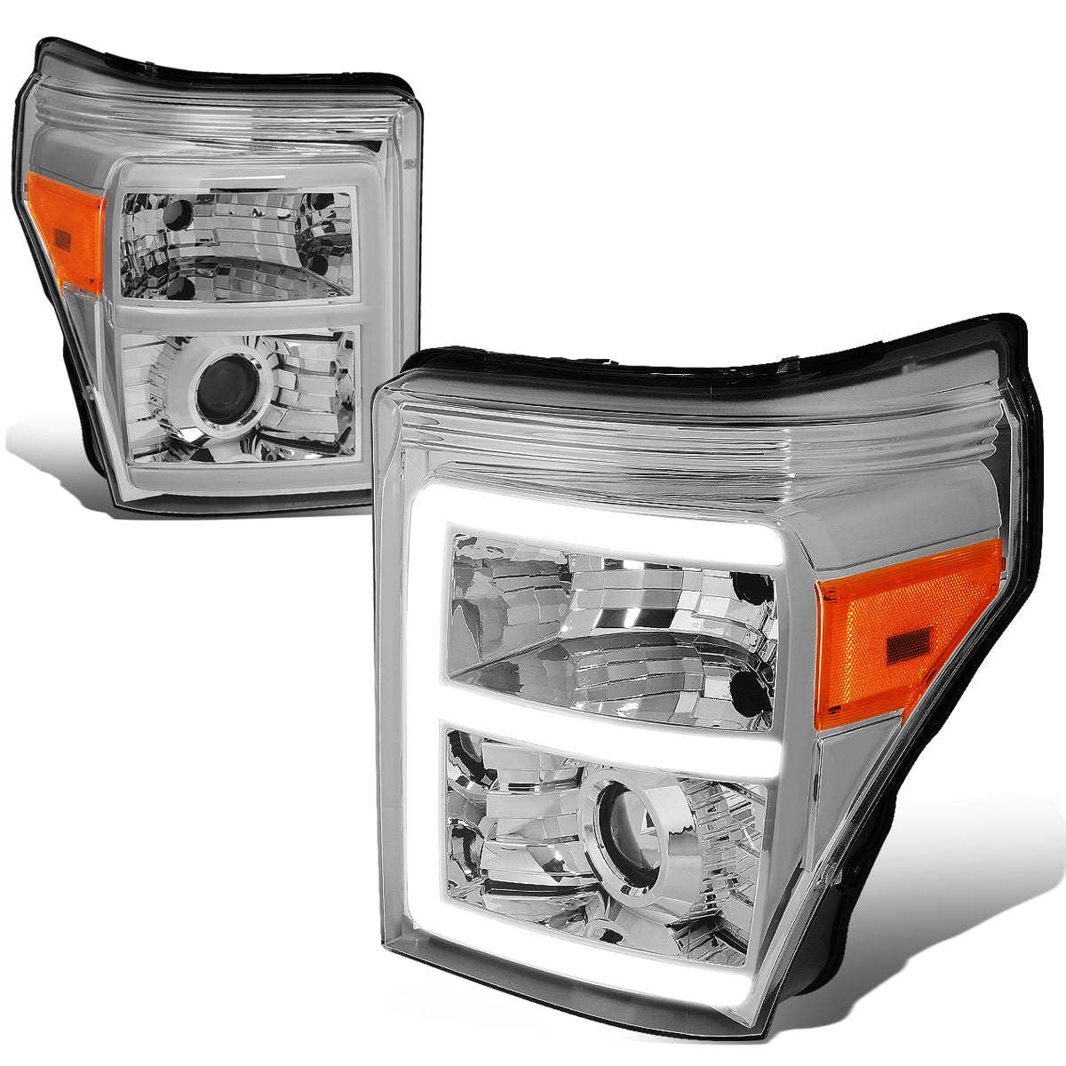 LED DRL Projector Headlights<br>11-16 Ford F-250 F-350 F-450 F-550 Super Duty