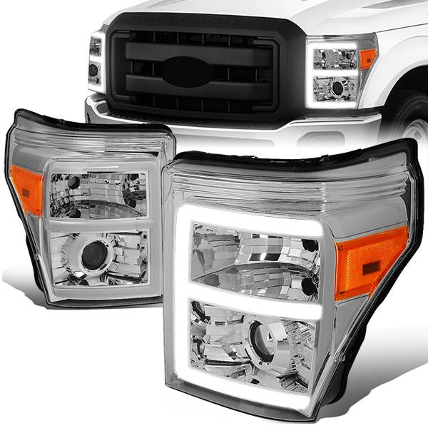 LED DRL Projector Headlights<br>11-16 Ford F-250 F-350 F-450 F-550 Super Duty