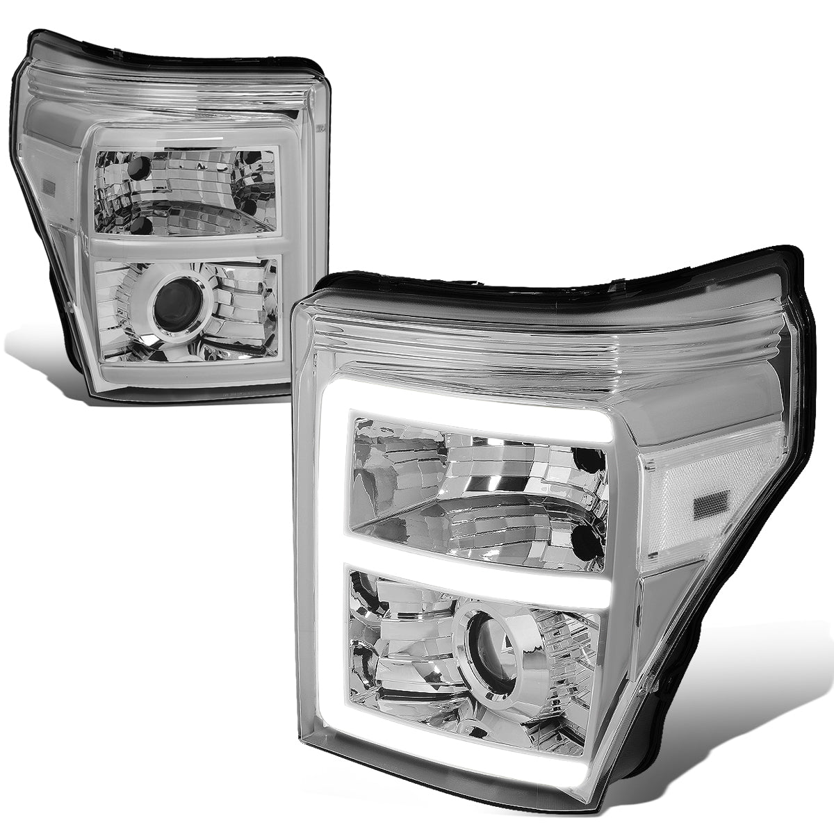 LED DRL Projector Headlights<br>11-16 Ford F-250 F-350 F-450 F-550 Super Duty