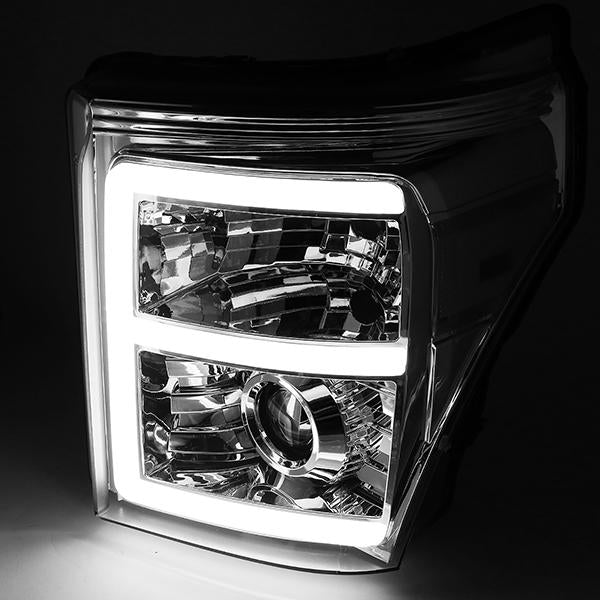 LED DRL Projector Headlights<br>11-16 Ford F-250 F-350 F-450 F-550 Super Duty