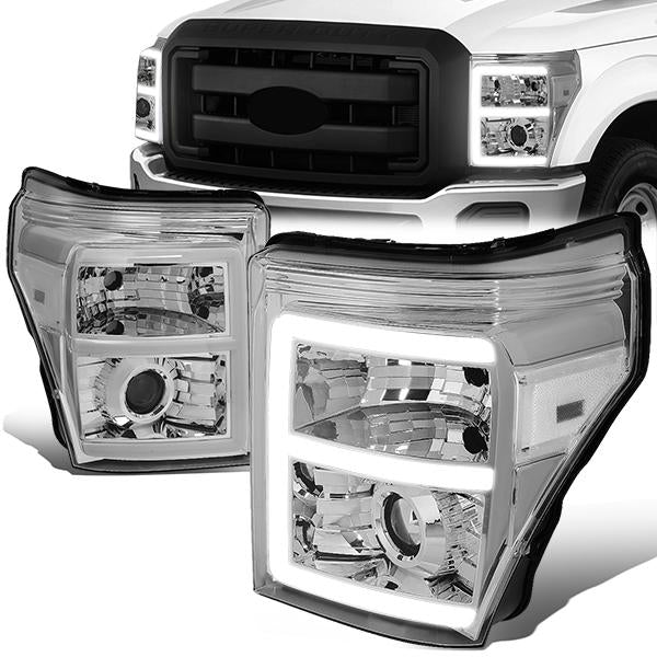 LED DRL Projector Headlights<br>11-16 Ford F-250 F-350 F-450 F-550 Super Duty