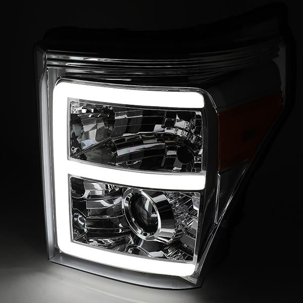 LED DRL Projector Headlights<br>11-16 Ford F-250 F-350 F-450 F-550 Super Duty