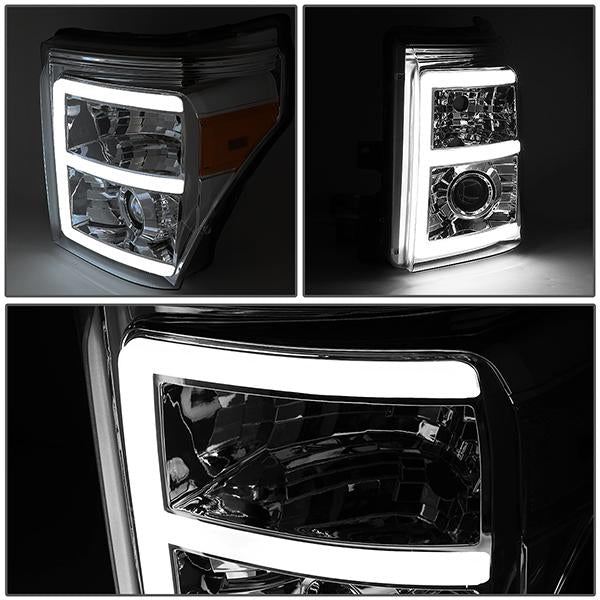 LED DRL Projector Headlights<br>11-16 Ford F-250 F-350 F-450 F-550 Super Duty