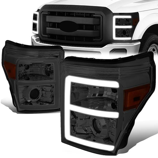 LED DRL Projector Headlights<br>11-16 Ford F-250 F-350 F-450 F-550 Super Duty