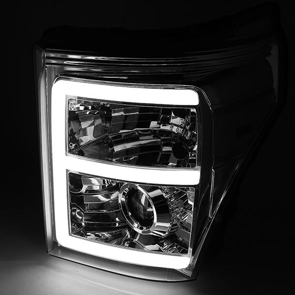 LED DRL Projector Headlights<br>11-16 Ford F-250 F-350 F-450 F-550 Super Duty