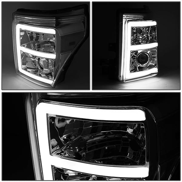 LED DRL Projector Headlights<br>11-16 Ford F-250 F-350 F-450 F-550 Super Duty