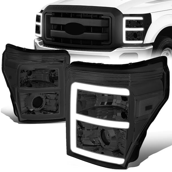 LED DRL Projector Headlights<br>11-16 Ford F-250 F-350 F-450 F-550 Super Duty