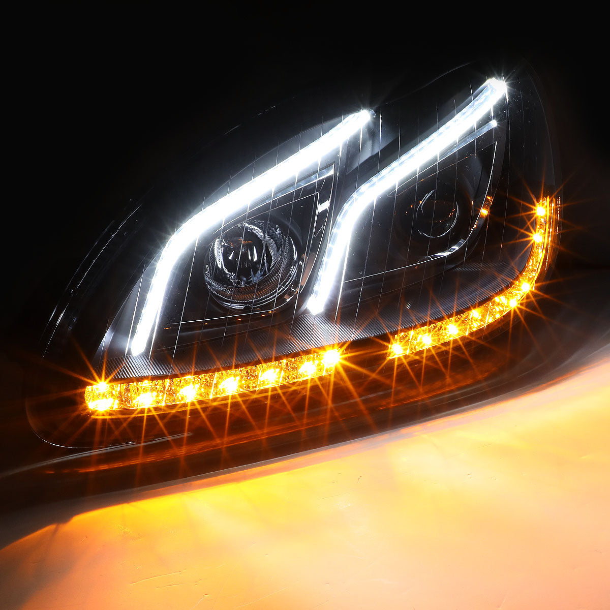 LED DRL Projector Headlights<br>00-06 Mercedes Benz S430 S500 S600