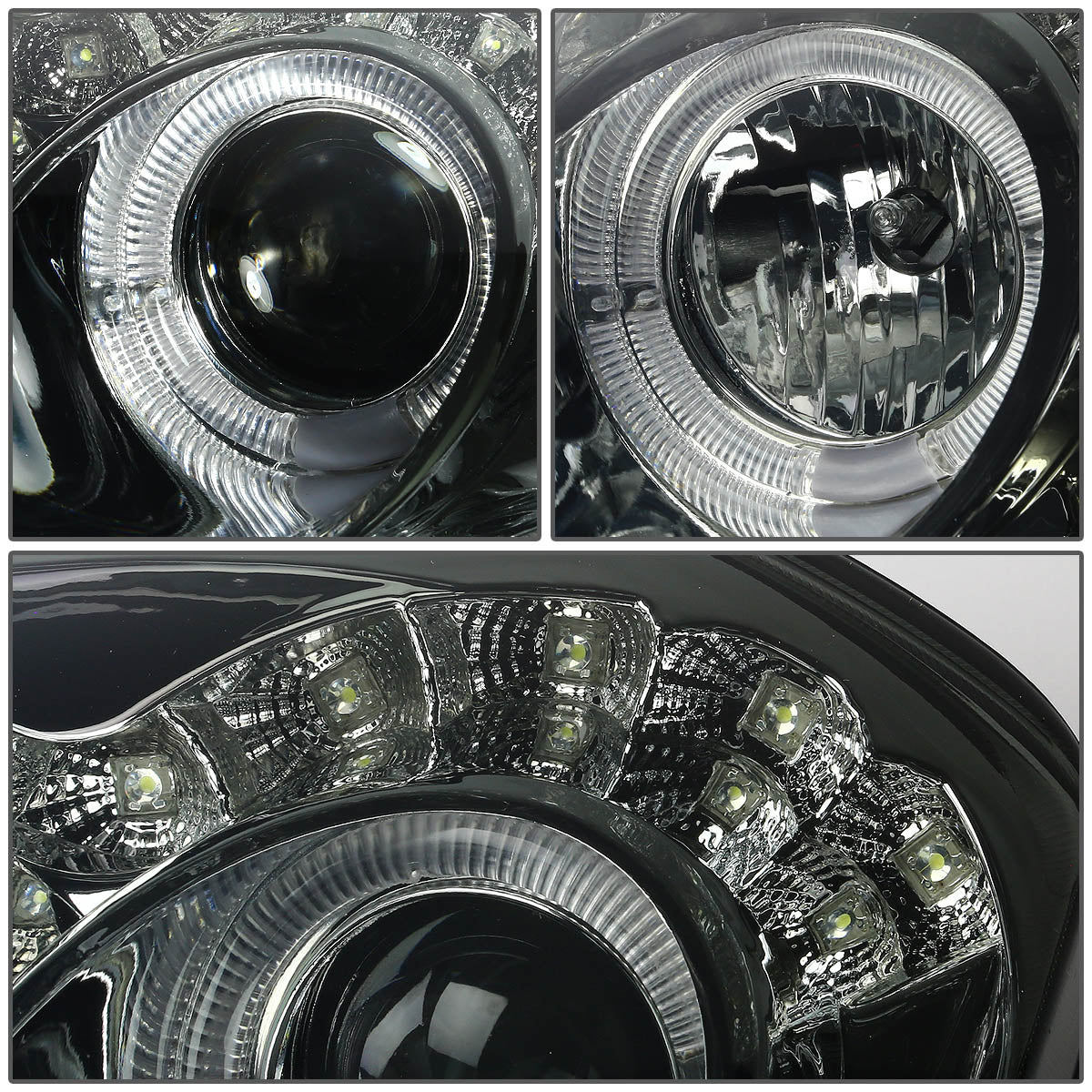 LED DRL Halo Projector Headlights<br>00-05 Mitsubishi Eclipse