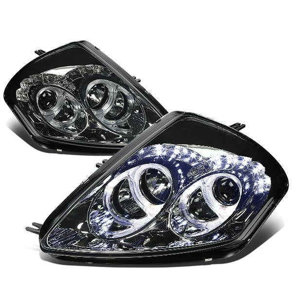 LED DRL Halo Projector Headlights<br>00-05 Mitsubishi Eclipse