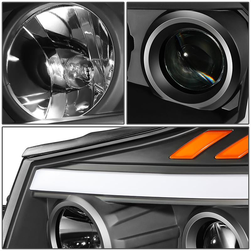 LED DRL Projector Headlights<br>04-15 Nissan Titan, 05-07 Armada