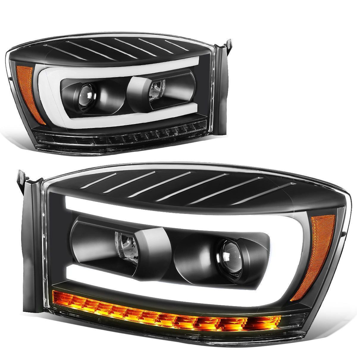 LED DRL Sequential Projector Headlights<br>06-08 Dodge Ram 1500 2500 3500