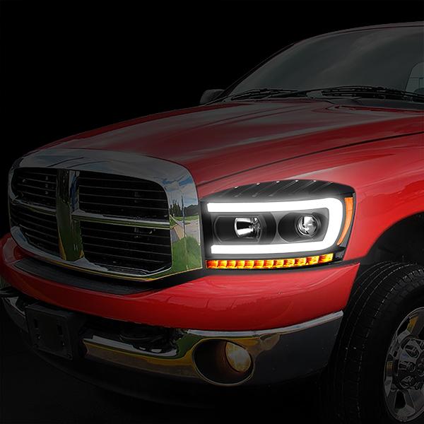 LED DRL Sequential Projector Headlights<br>06-08 Dodge Ram 1500 2500 3500