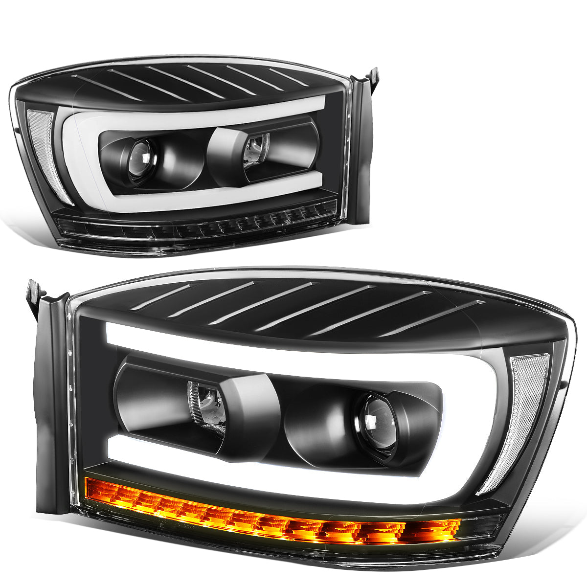 LED DRL Sequential Projector Headlights<br>06-08 Dodge Ram 1500 2500 3500