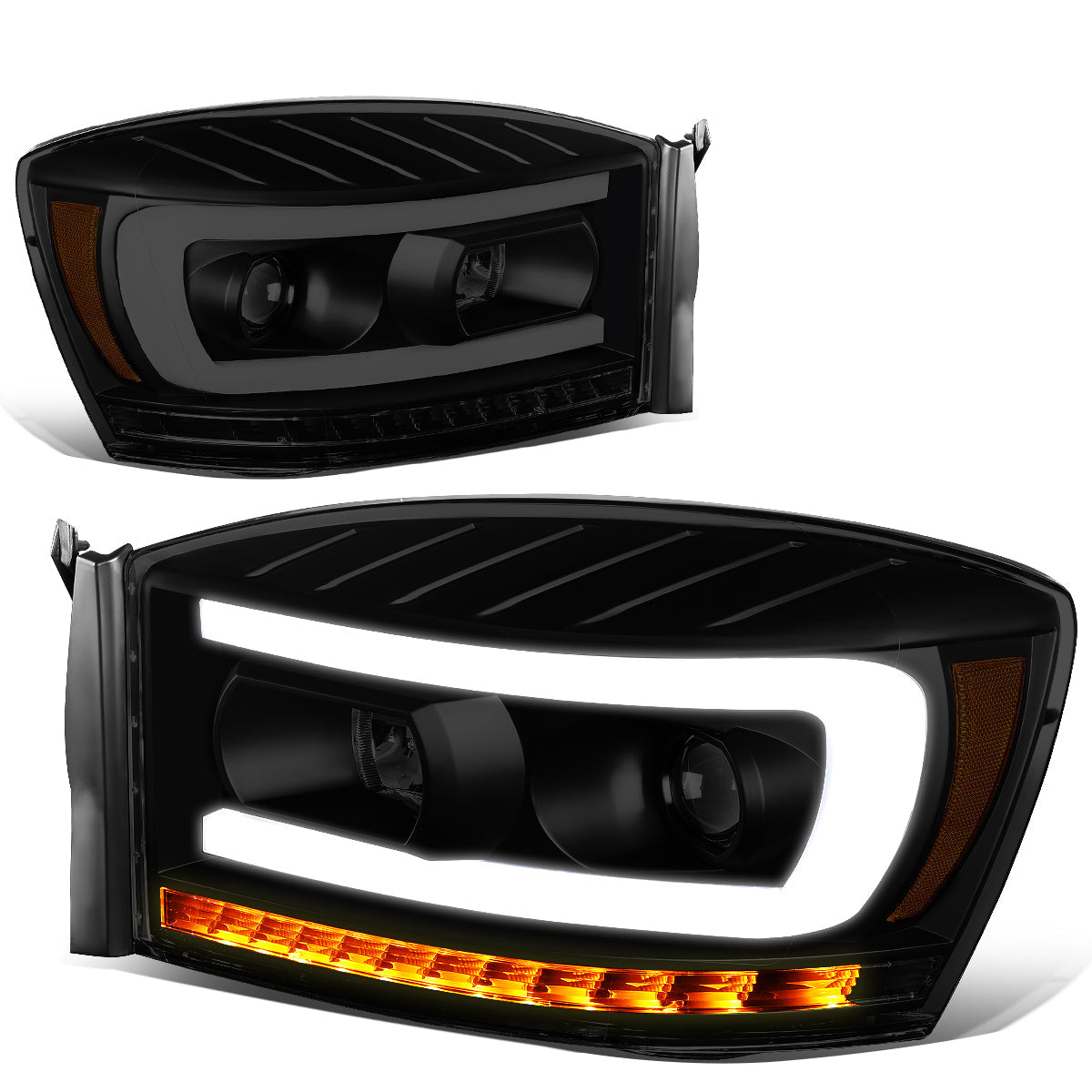 LED DRL Sequential Projector Headlights<br>06-08 Dodge Ram 1500 2500 3500