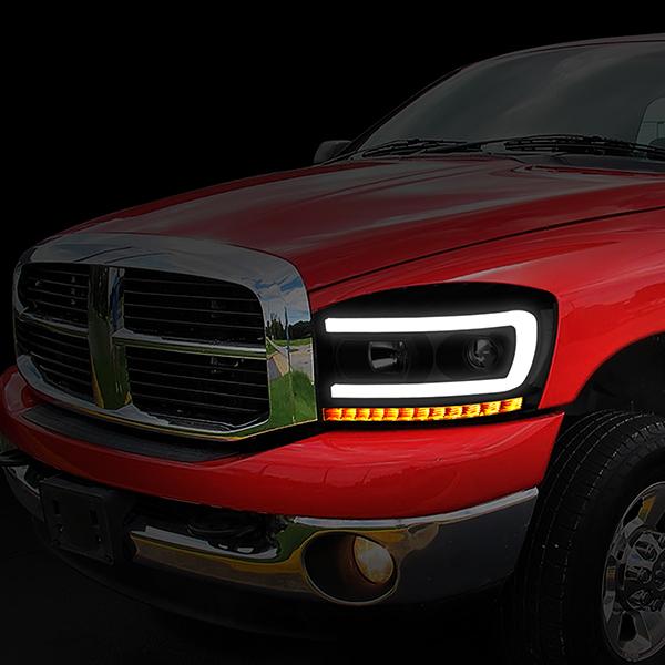 LED DRL Sequential Projector Headlights<br>06-08 Dodge Ram 1500 2500 3500