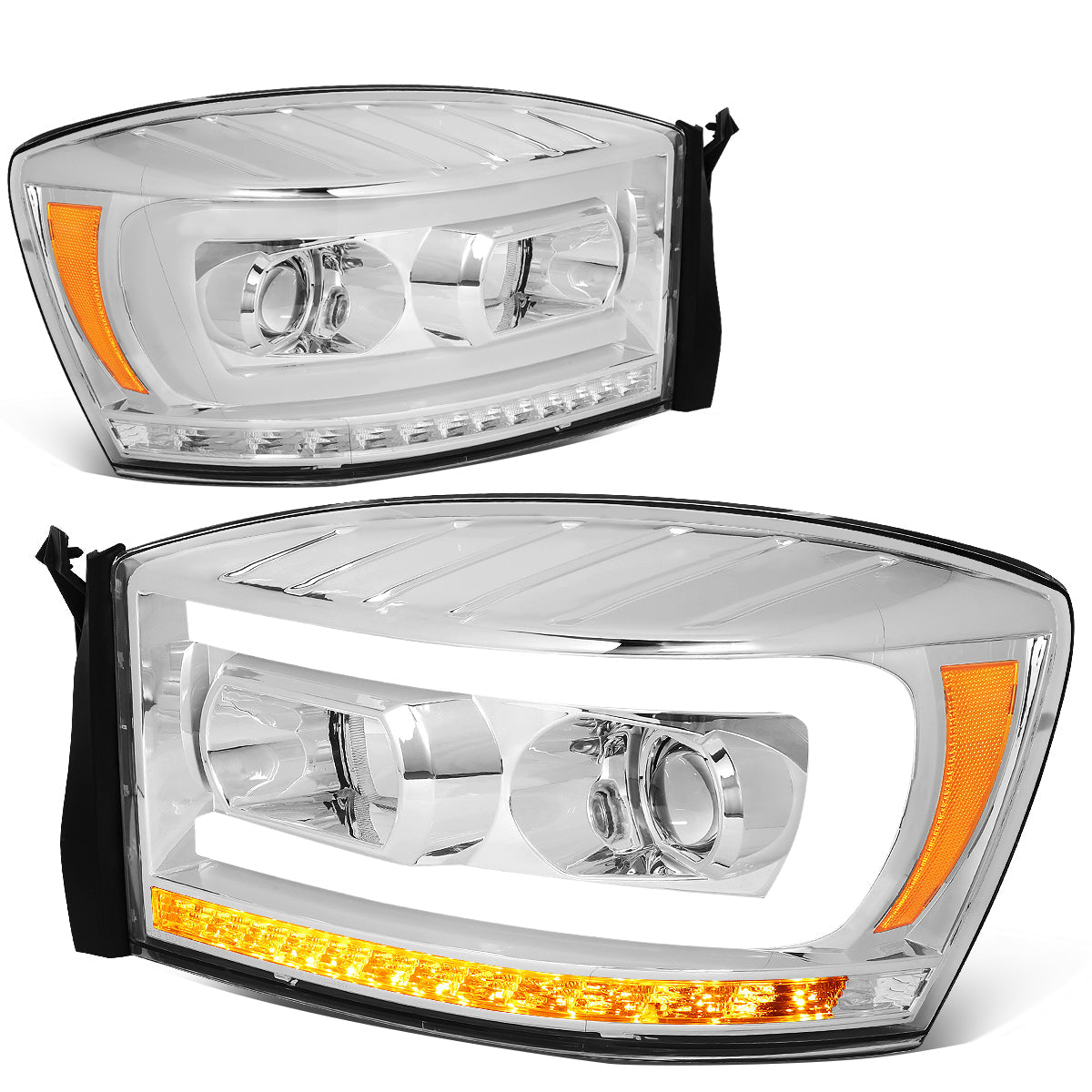 LED DRL Sequential Projector Headlights<br>06-08 Dodge Ram 1500 2500 3500