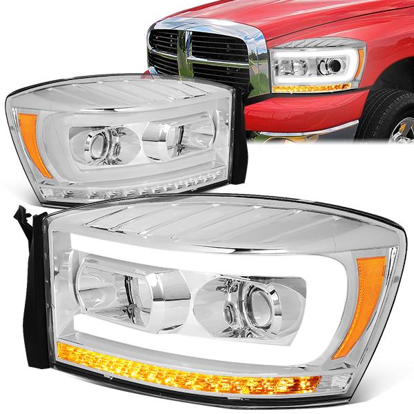 LED DRL Sequential Projector Headlights<br>06-08 Dodge Ram 1500 2500 3500