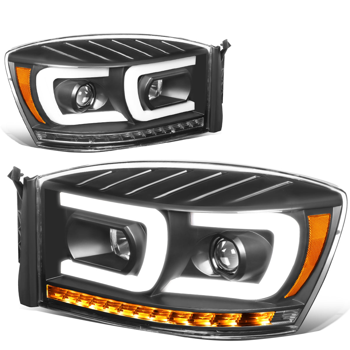 LED DRL Sequential Projector Headlights<br>06-08 Dodge Ram 1500 2500 3500