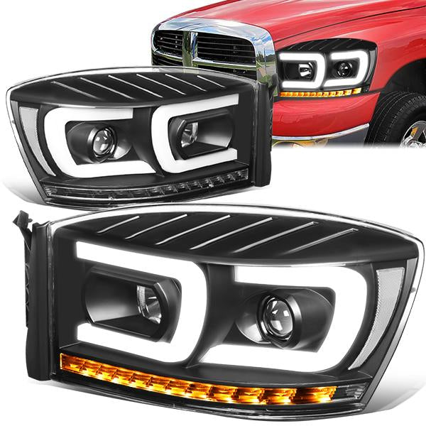 LED DRL Sequential Projector Headlights<br>06-08 Dodge Ram 1500 2500 3500