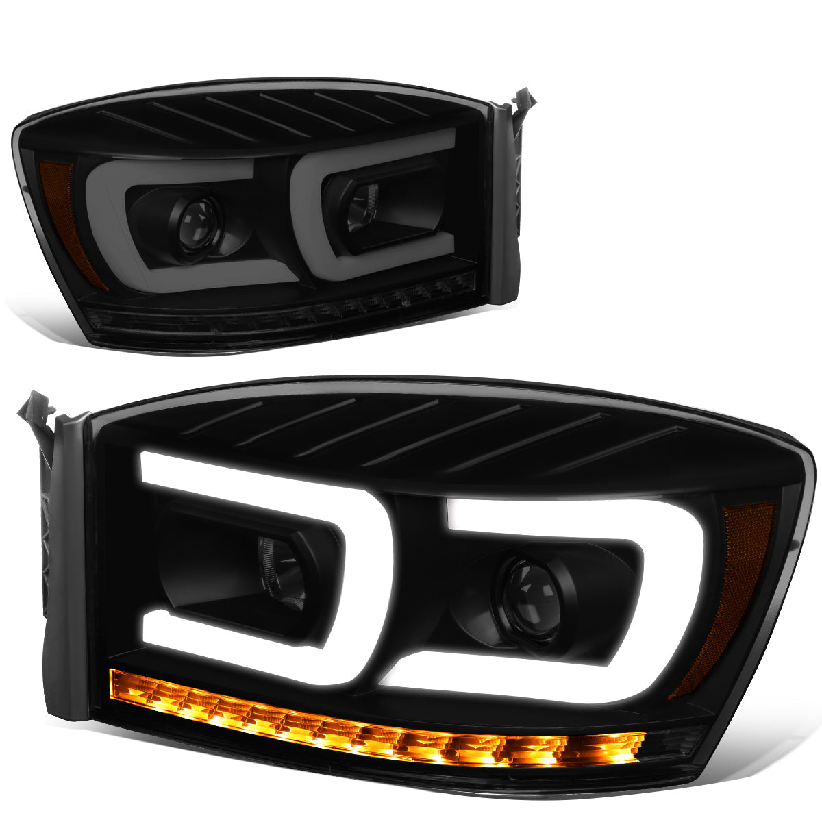 LED DRL Sequential Projector Headlights<br>06-08 Dodge Ram 1500 2500 3500