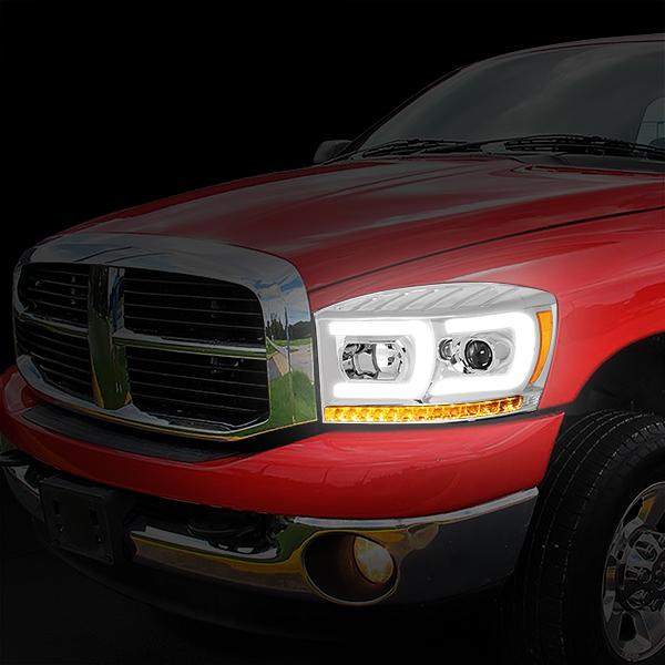 LED DRL Sequential Projector Headlights<br>06-08 Dodge Ram 1500 2500 3500