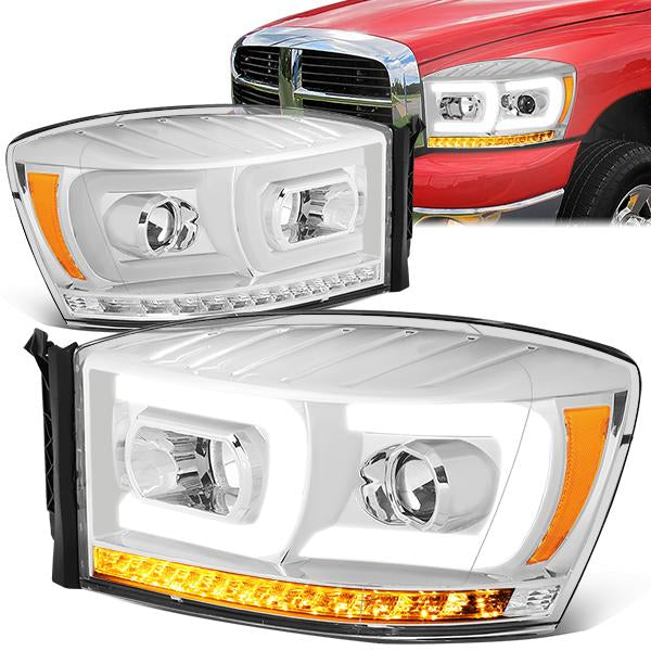 LED DRL Sequential Projector Headlights<br>06-08 Dodge Ram 1500 2500 3500