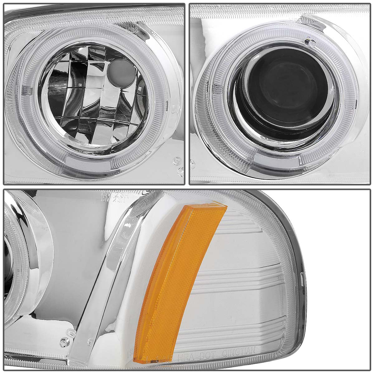 LED DRL Halo Projector Headlights<br>01-07 GMC Sierra 1500 2500 3500 / HD