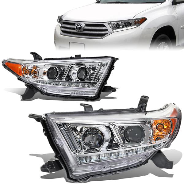 LED DRL Projector Headlights<br>11-13 Toyota Highlander