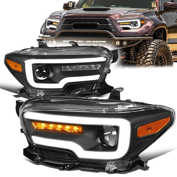 LED DRL Sequential Projector Headlights<br>16-20 Toyota Tacoma