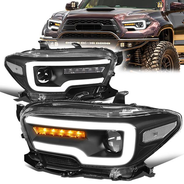 LED DRL Sequential Projector Headlights<br>16-20 Toyota Tacoma