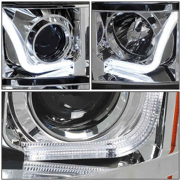 LED DRL Projector Headlights<br>07-14 GMC Sierra 1500 2500 3500