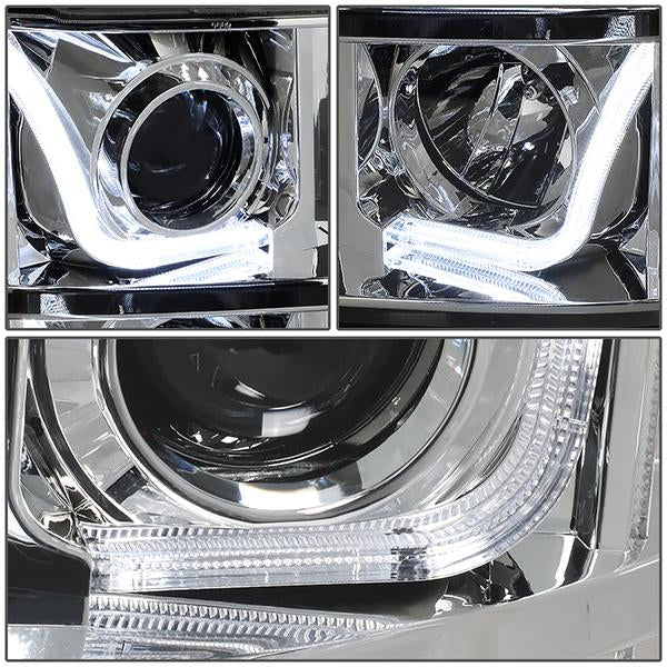 LED DRL Projector Headlights<br>07-14 GMC Sierra 1500 2500 3500