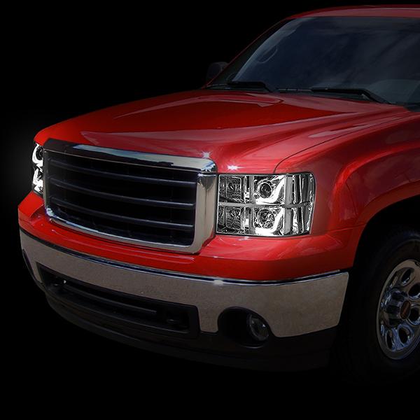 LED DRL Projector Headlights<br>07-14 GMC Sierra 1500 2500 3500