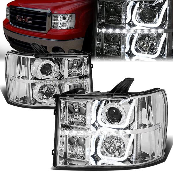 LED DRL Projector Headlights<br>07-14 GMC Sierra 1500 2500 3500