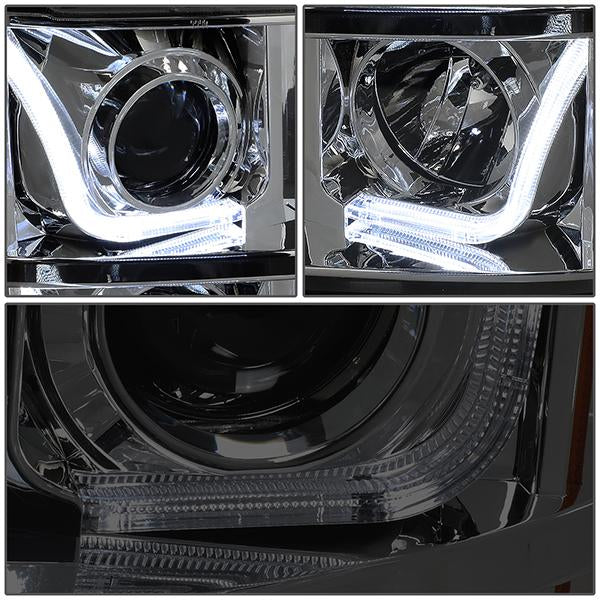 LED DRL Projector Headlights<br>07-14 GMC Sierra 1500 2500 3500