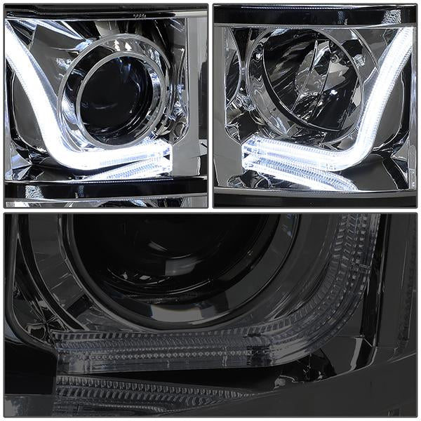 LED DRL Projector Headlights<br>07-14 GMC Sierra 1500 2500 3500