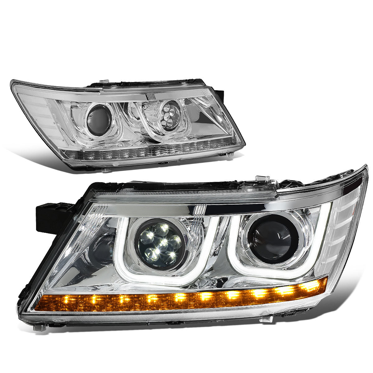 LED DRL Halo Projector Headlights<br>09-17 Dodge Journey