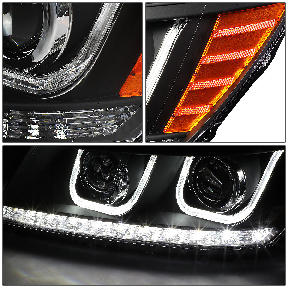 LED DRL Halo Projector Headlights<br>09-17 Dodge Journey