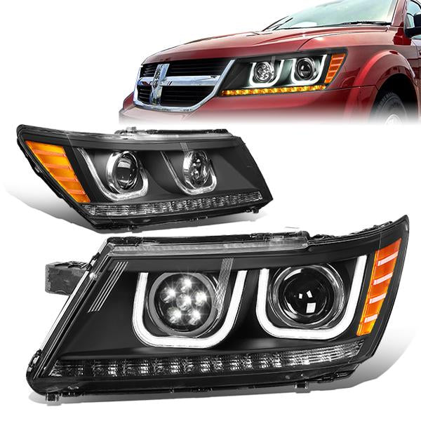 LED DRL Halo Projector Headlights<br>09-17 Dodge Journey