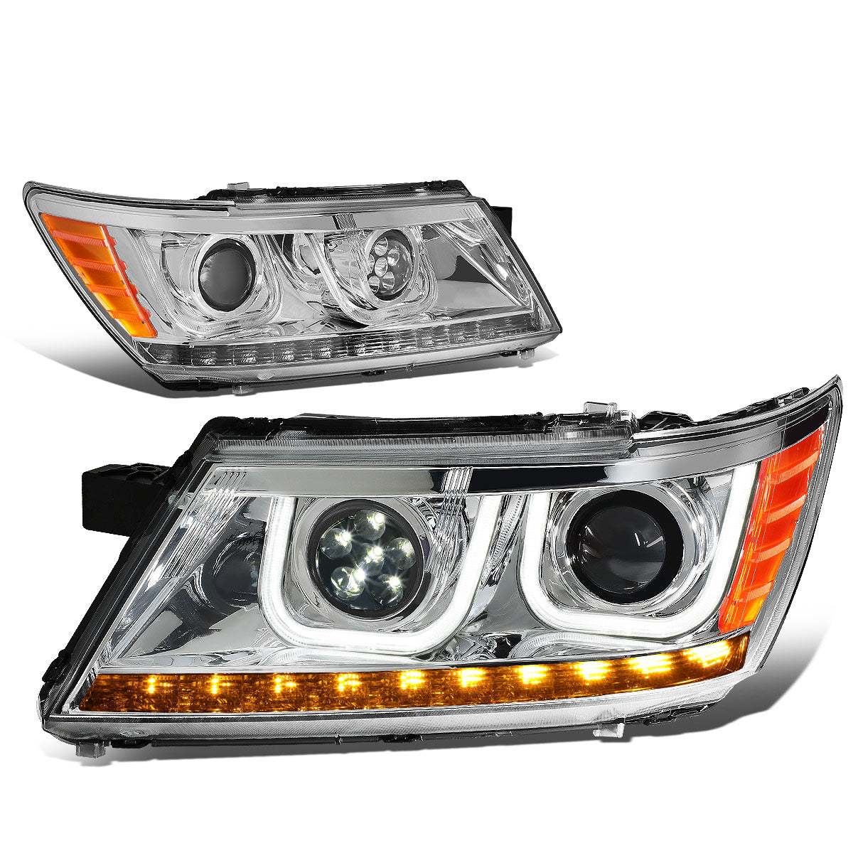 LED DRL Halo Projector Headlights<br>09-17 Dodge Journey