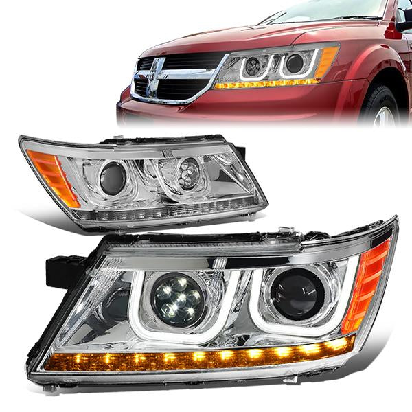 LED DRL Halo Projector Headlights<br>09-17 Dodge Journey