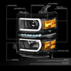 LED DRL Projector Headlights<br>14-15 Chevy Silverado 1500