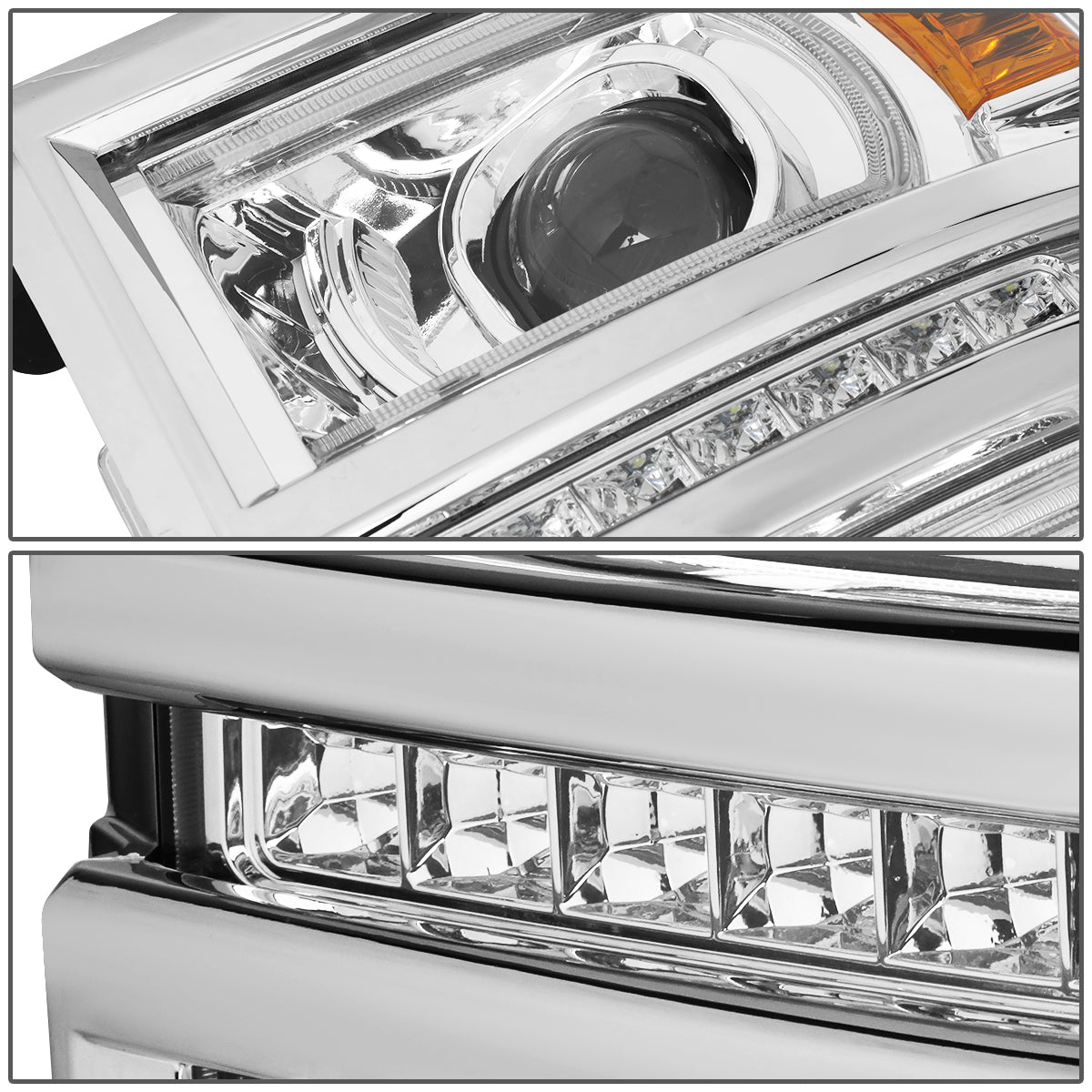 LED DRL Projector Headlights<br>14-15 Chevy Silverado 1500